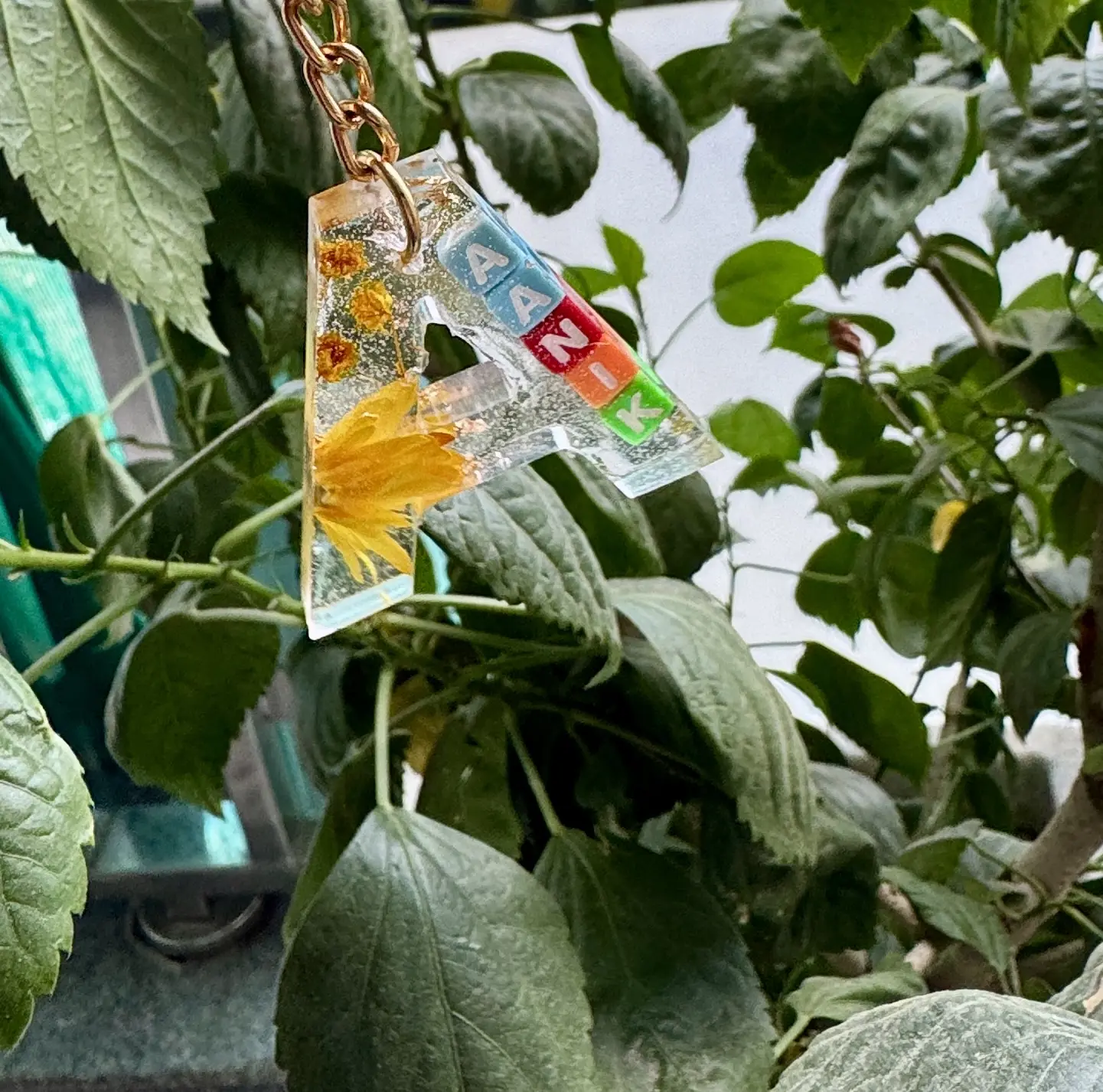 Resin keychain with name